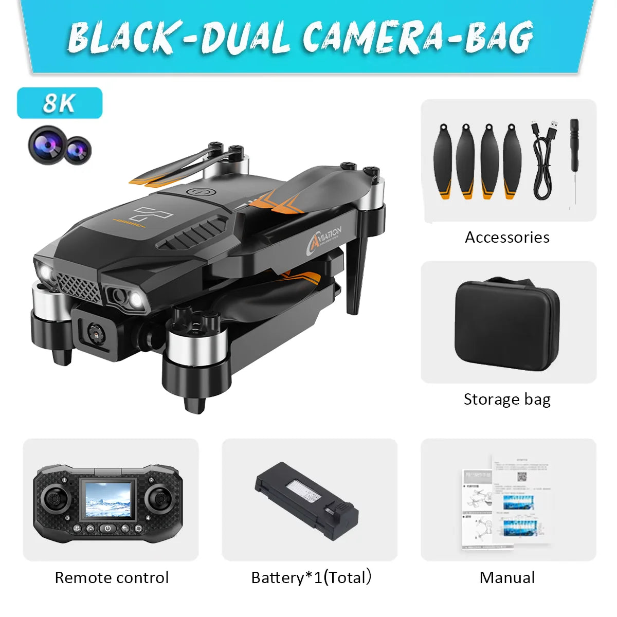 New F198 Drone Professional Dual Camera With 1080P