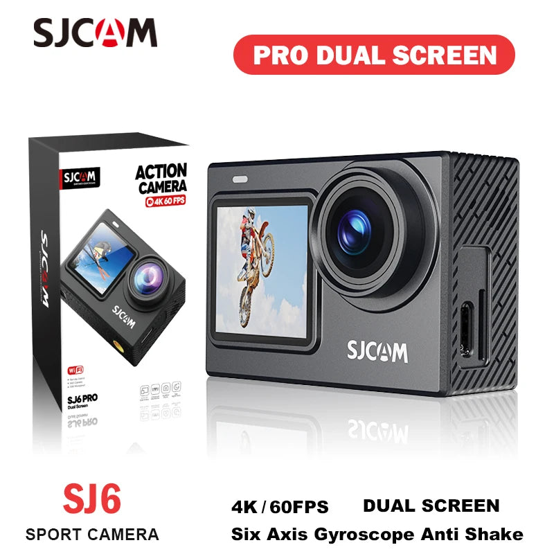 SJCAM SJ6 Pro 4K 60FPS Dual Screen Action Camera Waterproof Touch Screen Sport Cam WiFi Night Vision 6-Axis Gyro Stabilization
