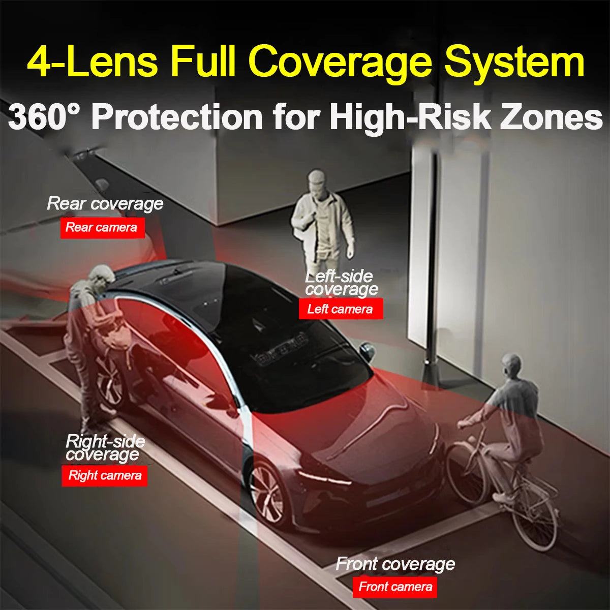 DashCam Car Dvr Video Recorder 4 Channels 360° WIFI Front inside Rotatable Rear View Camera 24h Parking Monitor Car dash cam