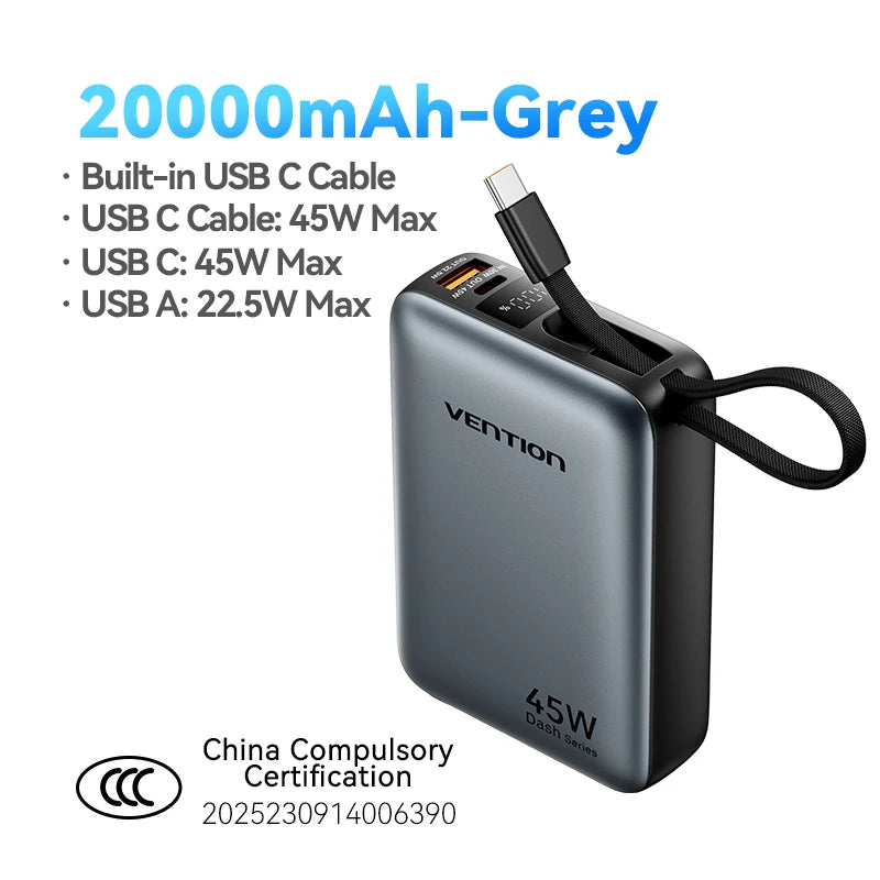 Vention CCC 45W 20000mAh Power Bank Fast Charging Portable