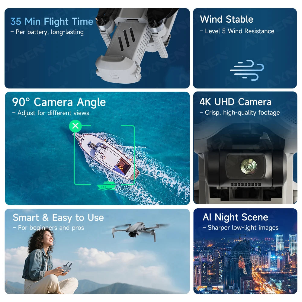 XINLIN XiL 017 4K Camera Drone with 3-Axis Gimbal, 249g Foldable Quadcopter, 10KM HD Transmission, 35min Flight,GPS Smart Follow