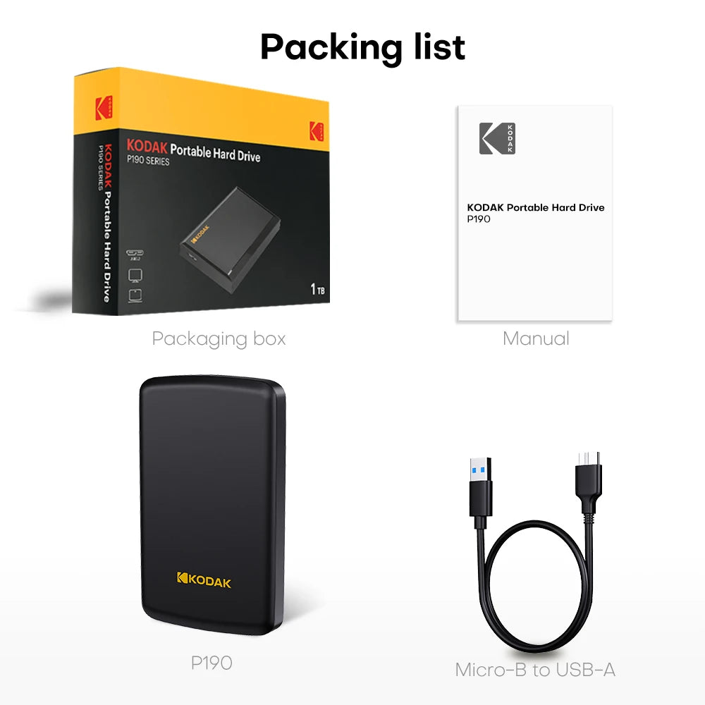 Kodak Portable External Hard Drive HDD P150 5Gbps