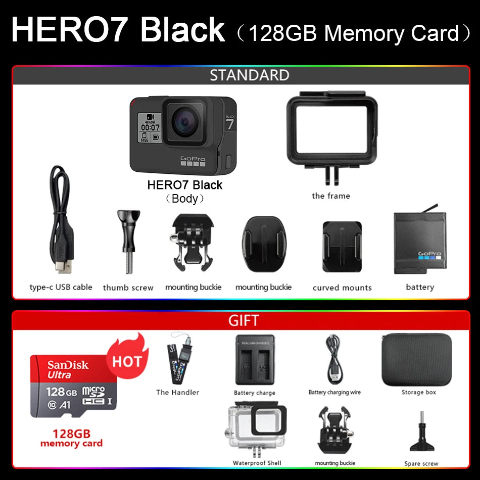 GoPro HERO7 Black Action camera go pro hero 7 black original camera 4k ultra hd photography professional Sports Camera
