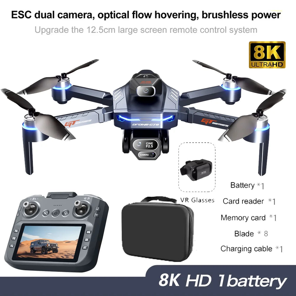 2025 New GT8 FPV Drones GPS 8K Professional HD 360° Dual Cameras 5G WIFI Brushless Motors Obstacle Avoidance Foldable Quadcopter