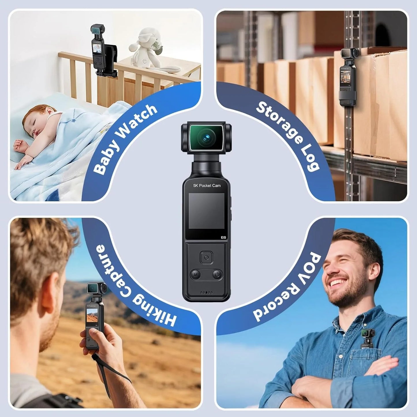 BOBLOV 5K Body Camera Sports Camera 270° Rotating Lens External Mic Support Wearing Cams EIS Stabilization for Meeting Vloggers