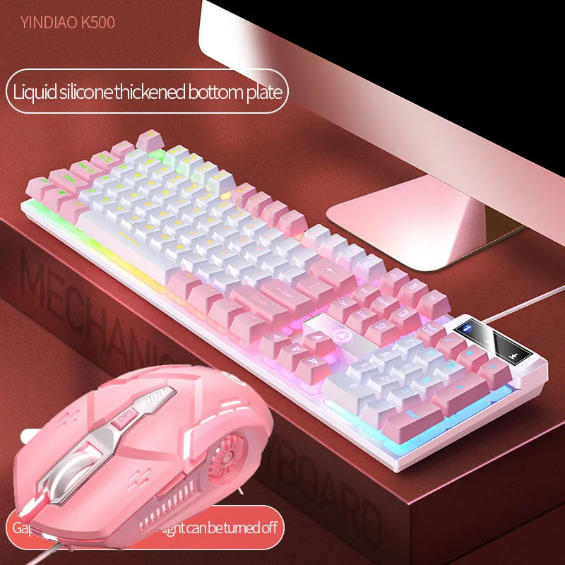 Pink Keyboard and Mouse Set 2 in 1 Combos