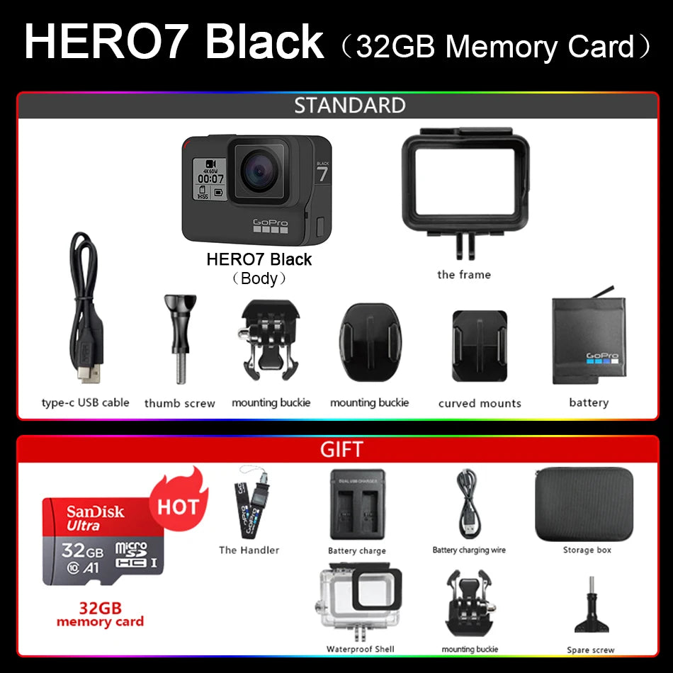 GoPro HERO7 Black Action camera go pro hero 7 black original camera 4k ultra hd photography professional Sports Camera