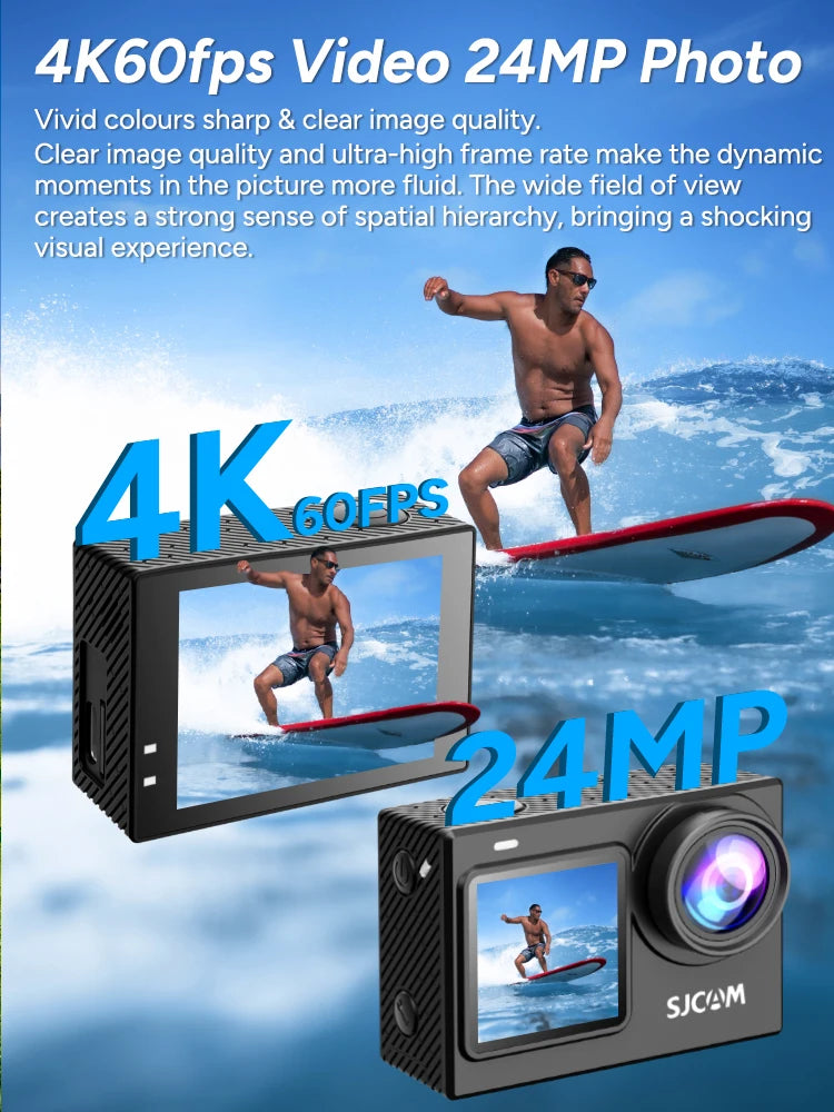 SJCAM SJ6 Pro 4K 60FPS Dual Screen Action Camera Waterproof Touch Screen Sport Cam WiFi Night Vision 6-Axis Gyro Stabilization