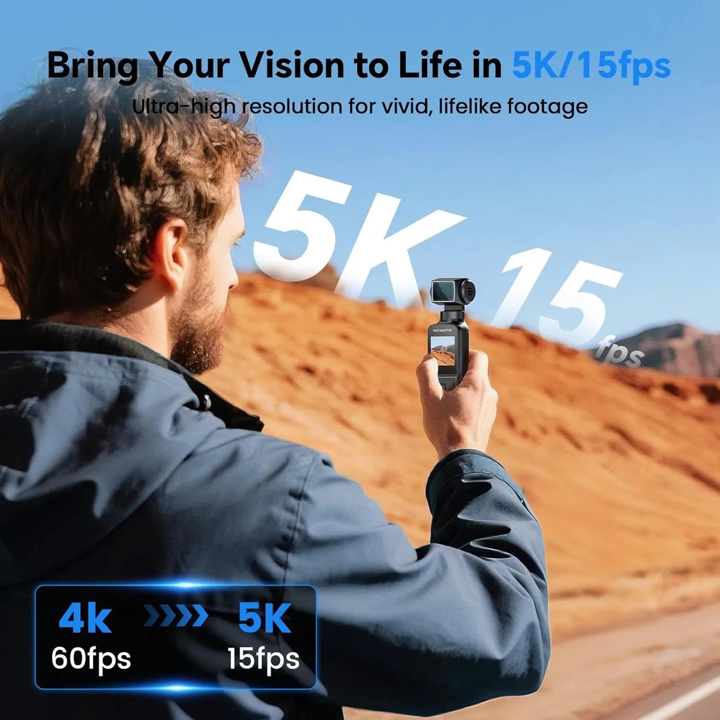 BOBLOV 5K Body Camera Sports Camera 270° Rotating Lens External Mic Support Wearing Cams EIS Stabilization for Meeting Vloggers