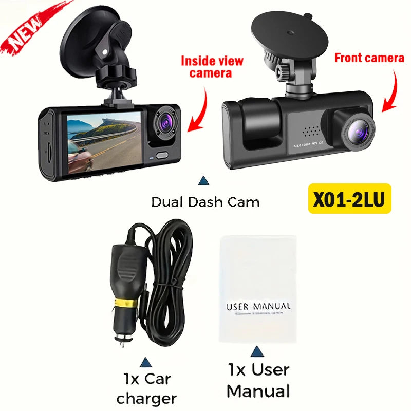 Triple Lens WiFi Dashcam 2/3 Channel Car Camera 1080P HD Video Recorder