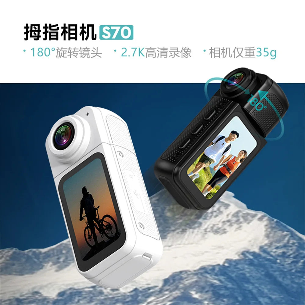 Magnetic Thumb Camera S70 4K HD Wearable Sports Action Camera Long Battery Life Cycling Motorcycle Ideal Halloween Gift