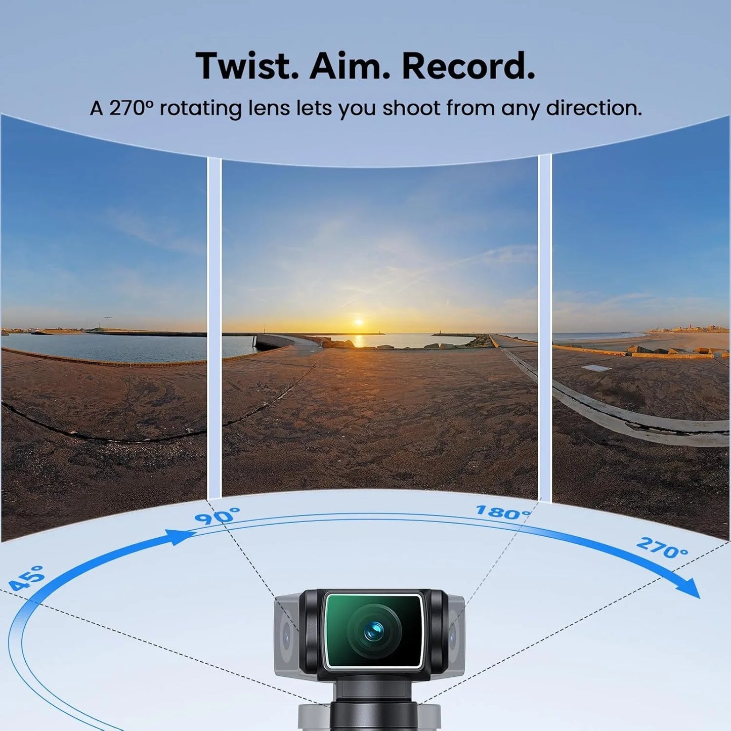BOBLOV 5K Body Camera Sports Camera 270° Rotating Lens External Mic Support Wearing Cams EIS Stabilization for Meeting Vloggers