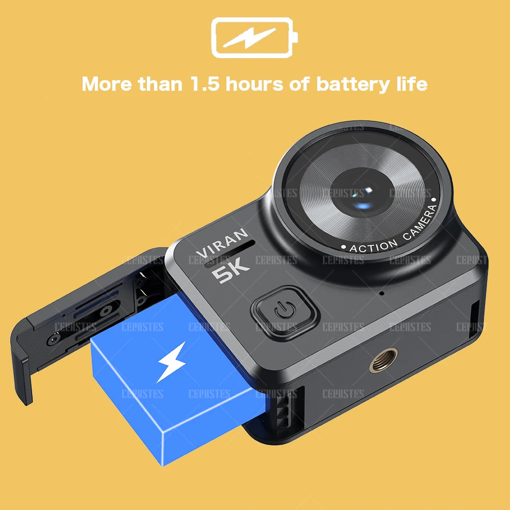V10 5K Action Camera Electronic Image Stabilization 2" Touch LCD 4K Waterproof Action Camera Dashcam Motion Detection