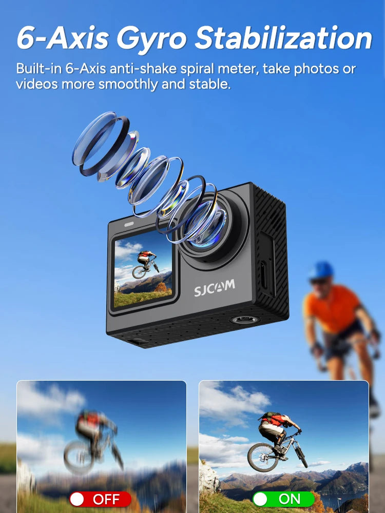 SJCAM SJ6 Pro 4K 60FPS Dual Screen Action Camera Waterproof Touch Screen Sport Cam WiFi Night Vision 6-Axis Gyro Stabilization