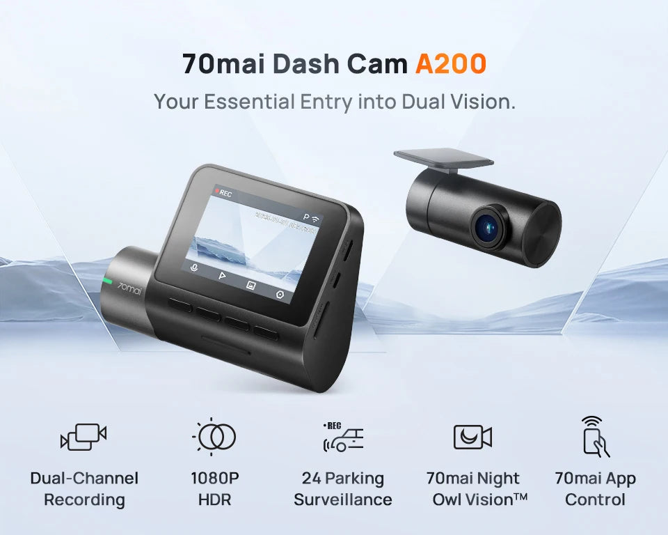 Global 70mai Dash Cam A200 Dual-channel Record 1080P HDR