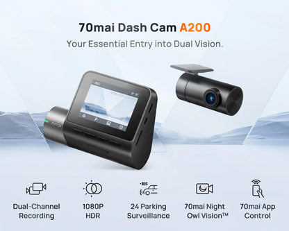 Global 70mai Dash Cam A200 Dual-channel Record 1080P HDR