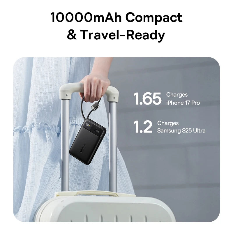 Baseus 10000mAh Power Bank 22.5W Built-In Dual USB-C Cable