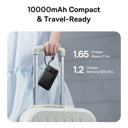 Baseus 10000mAh Power Bank 22.5W Built-In Dual USB-C Cable