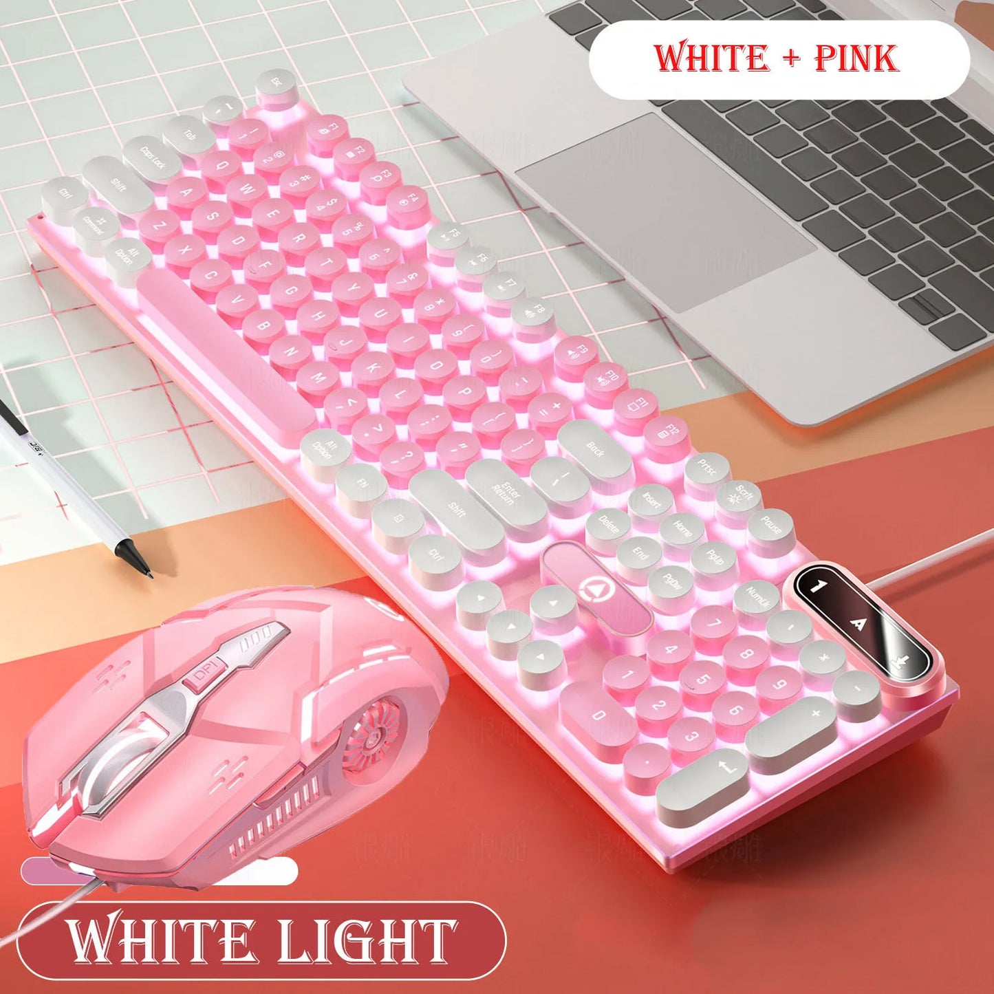 Pink Keyboard and Mouse Set 2 in 1 Combos