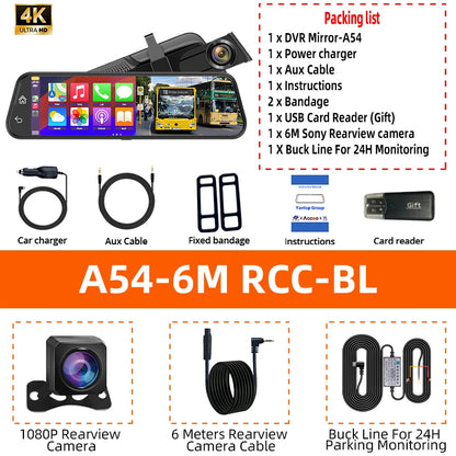 4K HD Car DVR Touch Screen Carplay & Android Auto Dash Cam