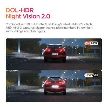 VIOFO A119MINI-2 Dash Cam 2K 60FPS Car DVRs Voice Control