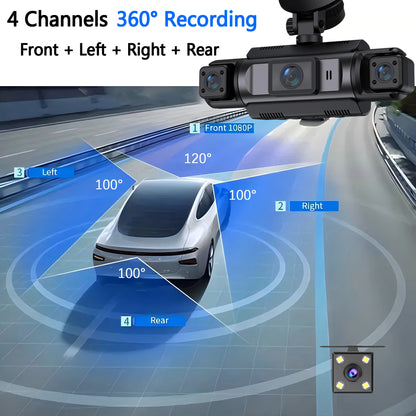 4Ch WiFi Dashcam car camera Black Box Driving DVR FHD 1080P