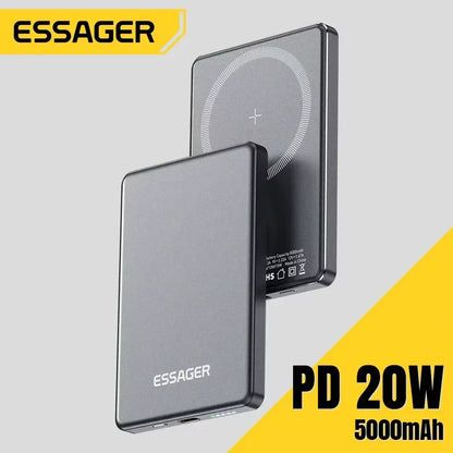 Essager Thin Wireless Power Bank Magnetic 20W 5000mAh Portable
