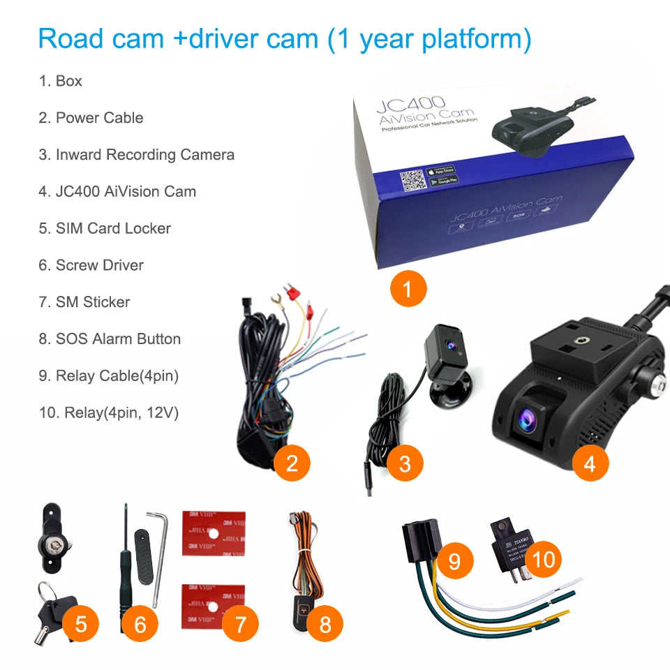JIMIMAX 4G Dash Cam Front and Rear JC400-A WIFI Hotspot DVR Camera