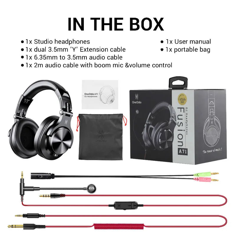 Oneodio A71 Wired Over Ear HiFi Headphones With Mic Studio DJ Headphone