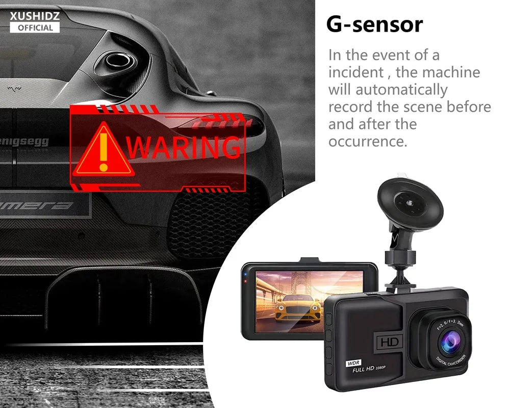 XUSHIDZ NEW 1080P HD Dash Camera Loop Recording Car Vehicle DVR