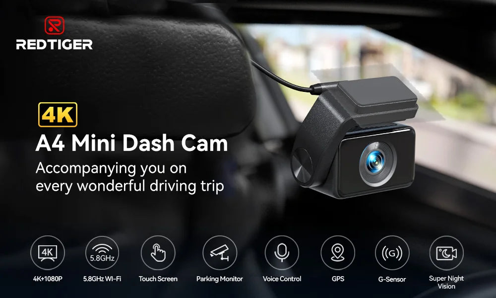 REDTIGER  A4 4k Dash Cam Front and Rear Drive Recorder