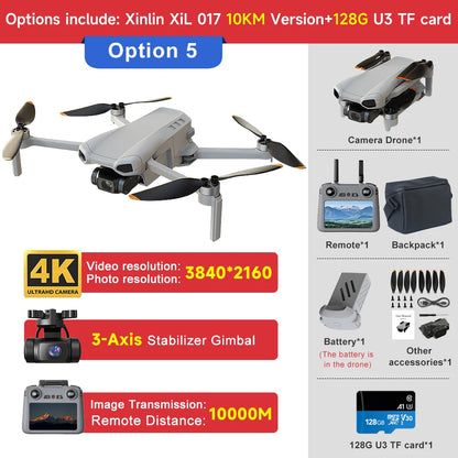 XINLIN XiL 017 4K Camera Drone with 3-Axis Gimbal, 249g Foldable Quadcopter, 10KM HD Transmission, 35min Flight,GPS Smart Follow