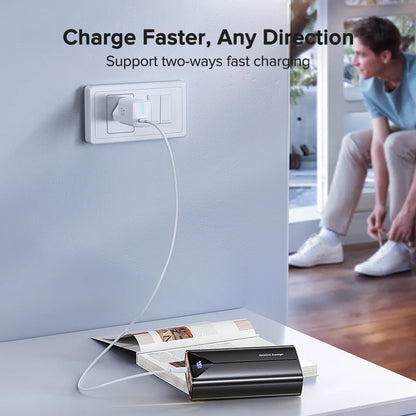 QOOVI 30000mah Power Bank 22.5W Fast Charging Built-in Cable