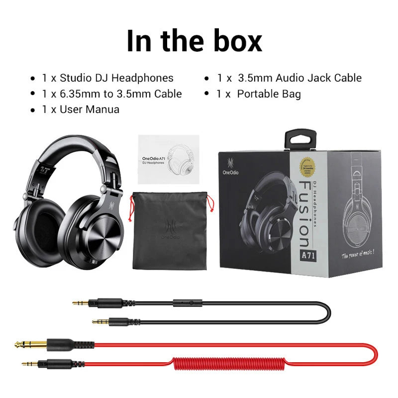Oneodio A71 Wired Over Ear HiFi Headphones With Mic Studio DJ Headphone