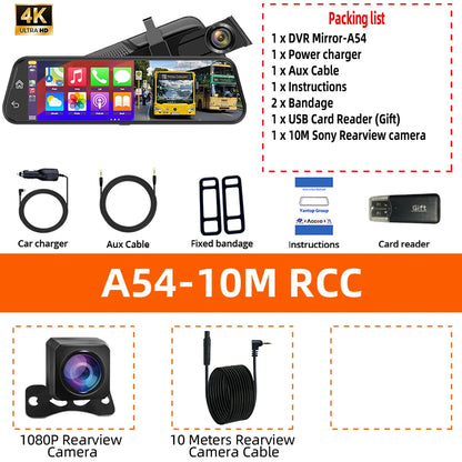 4K HD Car DVR Touch Screen Carplay & Android Auto Dash Cam