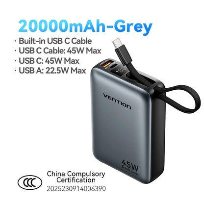 Vention CCC 45W 20000mAh Power Bank Fast Charging Portable