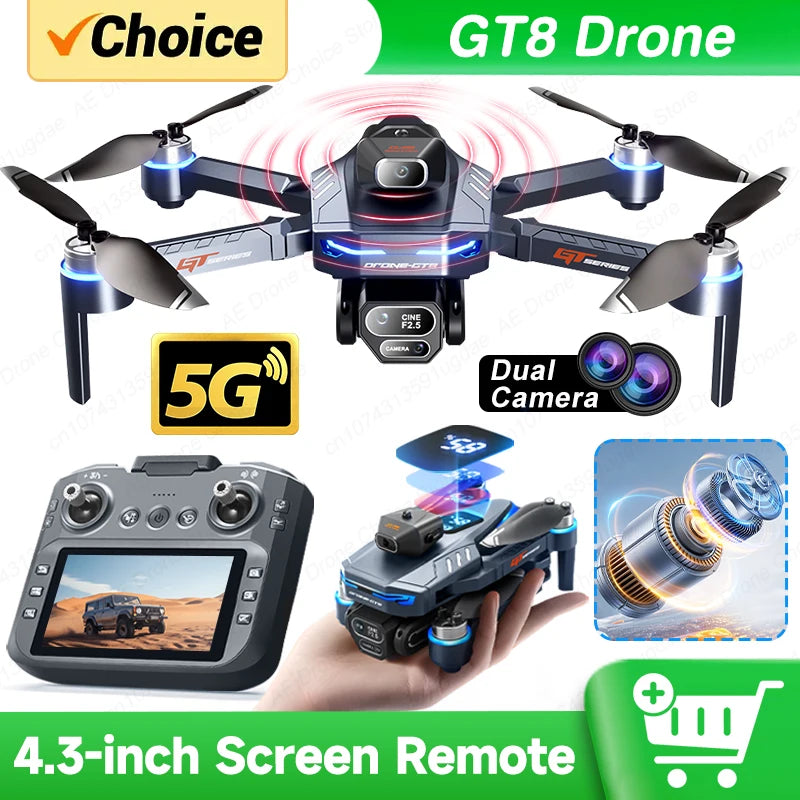 New GT8 Drone 8K Professional HD Dual Cameras Screen