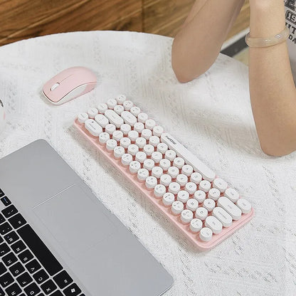 MOFII Wireless Keyboard and Mouse, Cute Colorful 68 Round Keycap