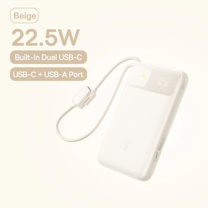 Baseus 10000mAh Power Bank 22.5W Built-In Dual USB-C Cable