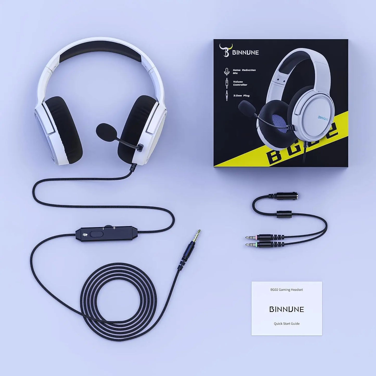 BINNUNE Gaming Headset with Mic for PS4 PS5 Xbox Series
