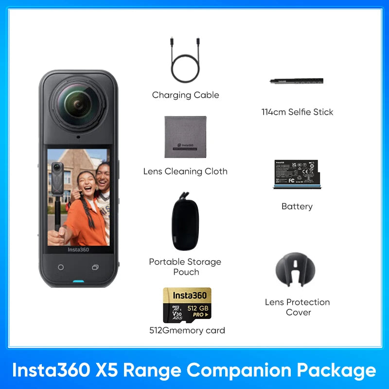Insta360 X5 360 Action Camera 2025 New 8K 30fps Replaceable Lenses