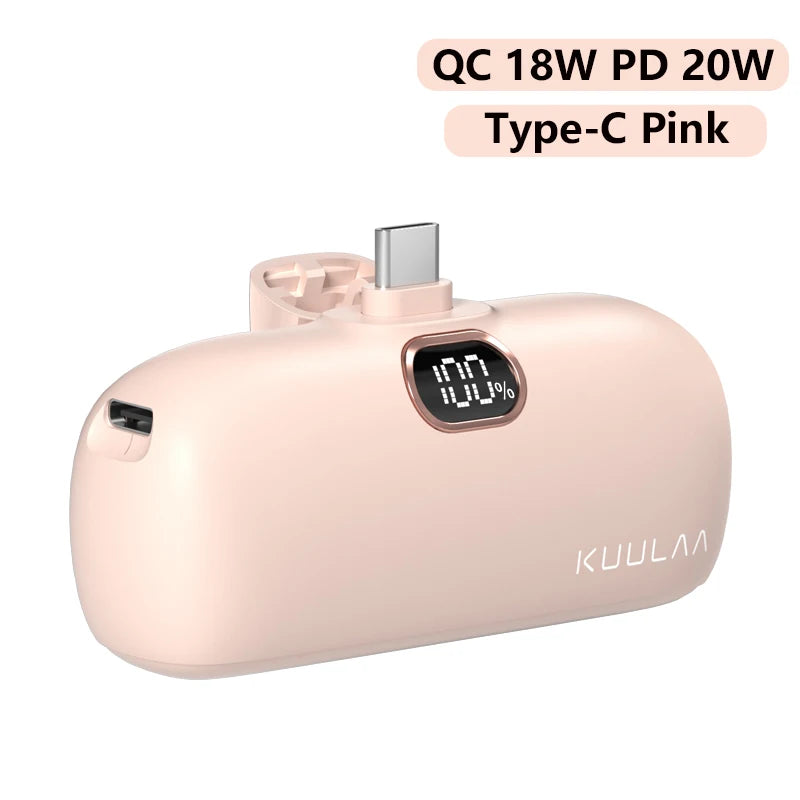 KUULAA Mini Power Bank 5000mAh Fast Charging Portable