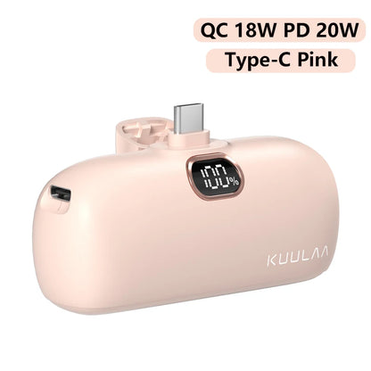 KUULAA Mini Power Bank 5000mAh Fast Charging Portable