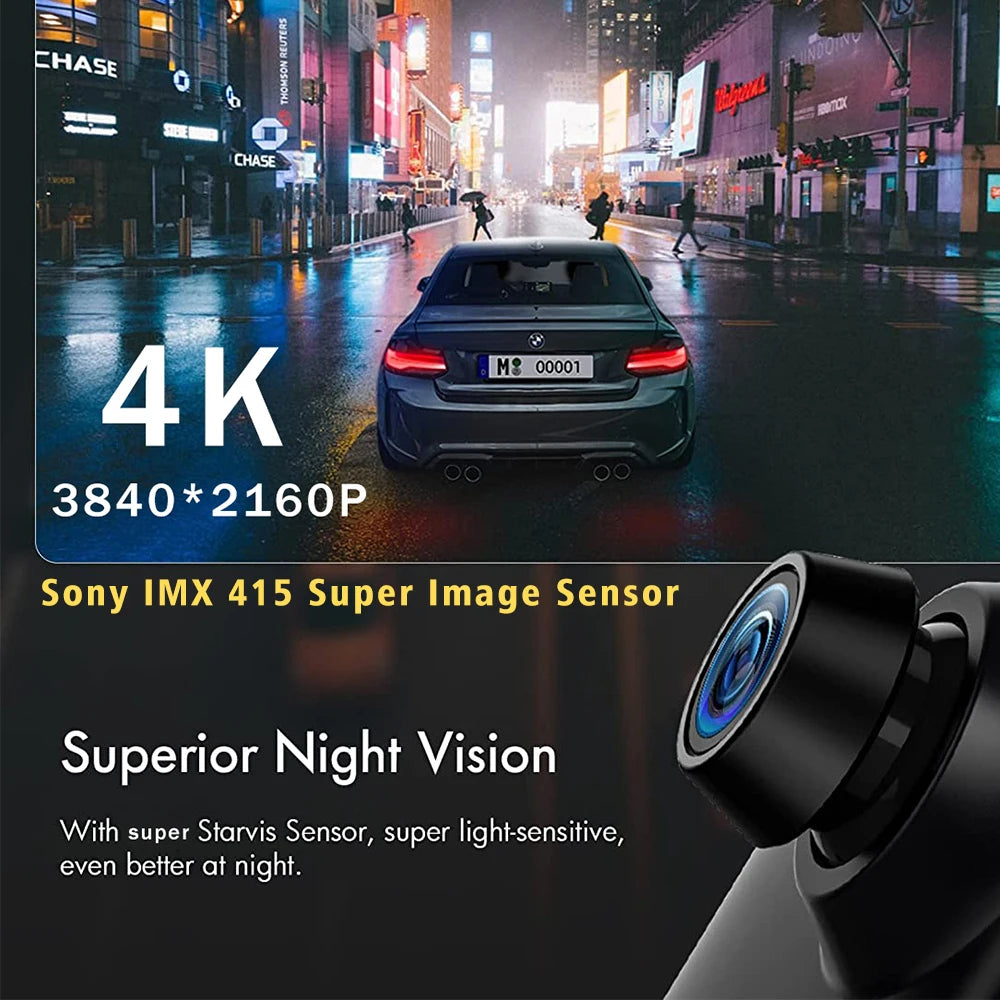 10"  Dash Cam 4K 3840*2160P Car Dvr Carplay Android Auto GPS