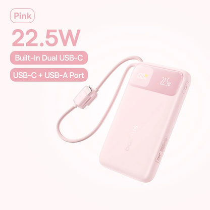 Baseus 10000mAh Power Bank 22.5W Built-In Dual USB-C Cable