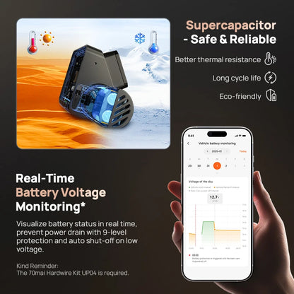 New 70mai 4K Dash Cam A810S HDR Supercapacitor