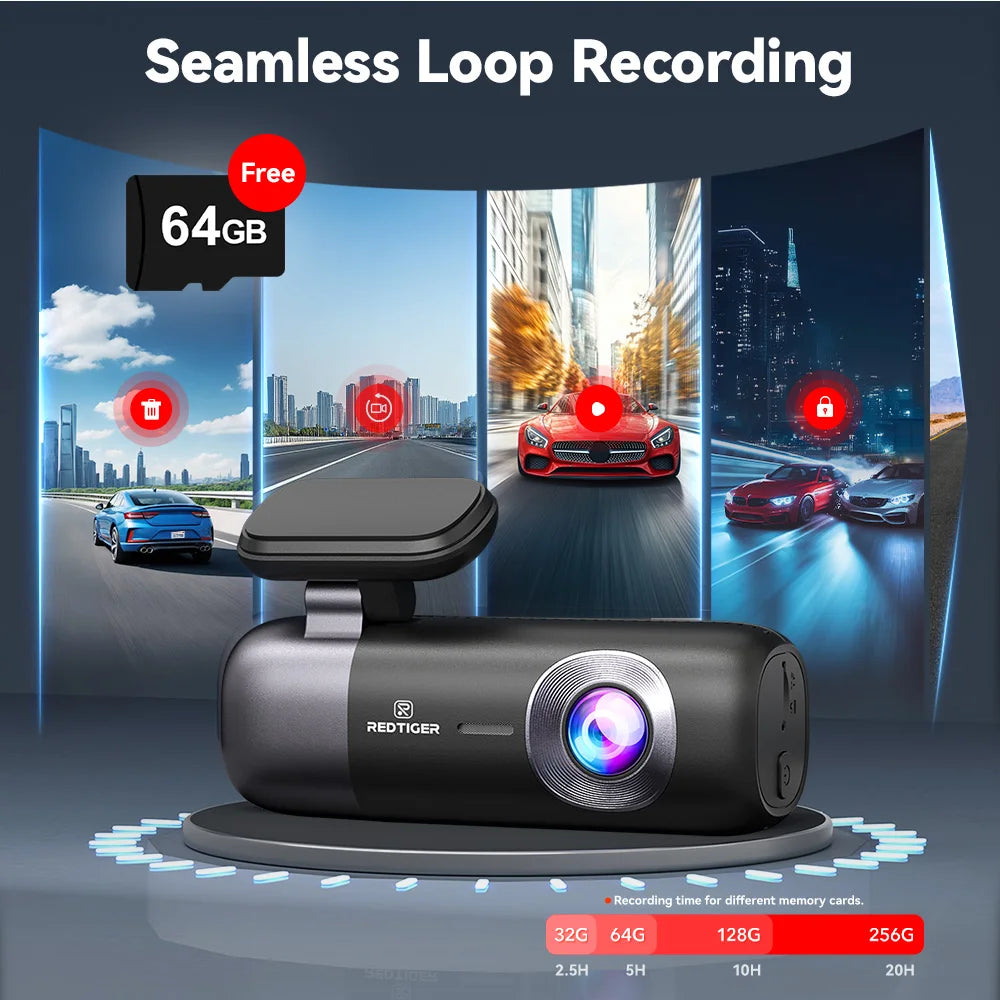 REDTIGER F9 Dash Cam 4K Front and Rear 5.8Hz WiFi GPS Car Camera