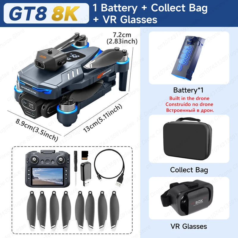 New GT8 Drone 8K Professional HD Dual Cameras Screen