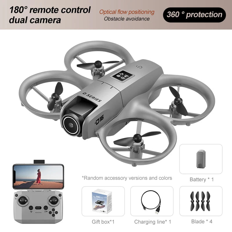 D16 Mini Drone 8K HD-VR Dual-camera 180 °