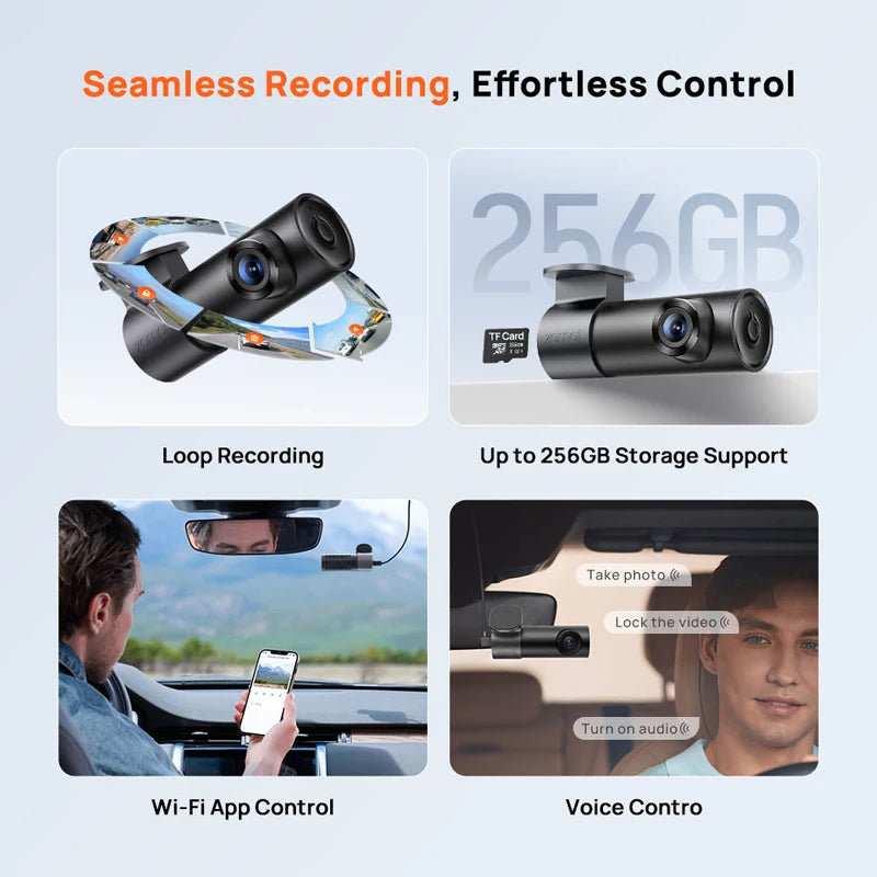 70mai Dash Cam M310 Plus 2K 1440P 143°FOV F1.55 Smart Voice Control